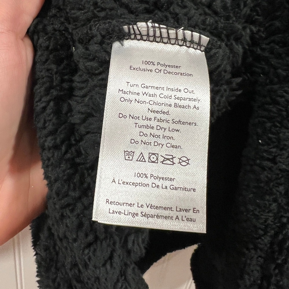 Eddie Bauer Fleece Sherpa Quarter Zip Jacket Black Warm Cozy Women Size 2XL - Picture 3 of 6